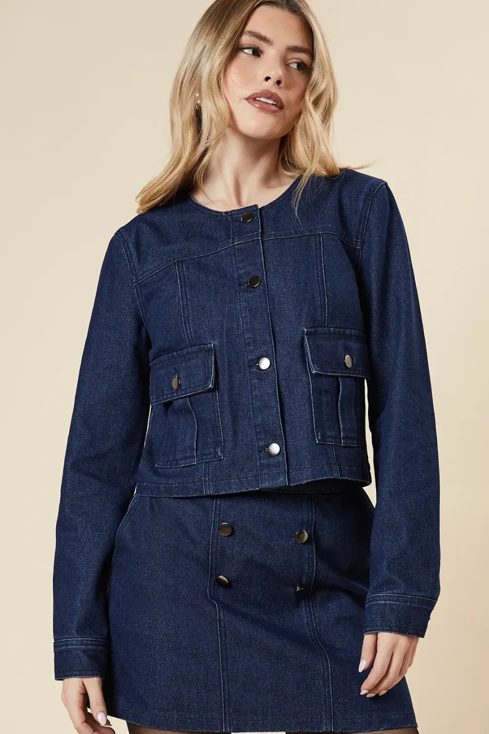 Cropped Collarless Jacket