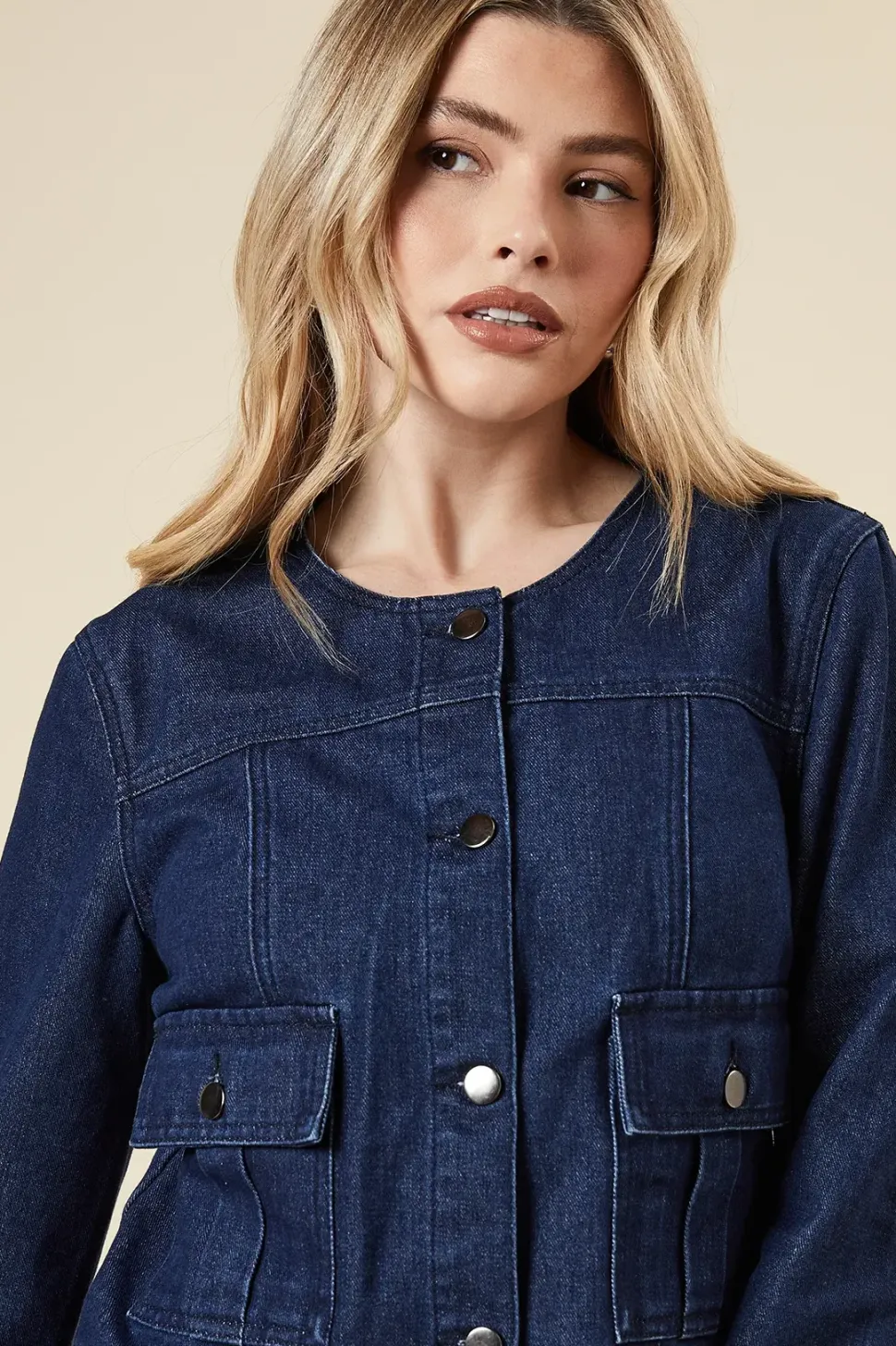 Cropped Collarless Jacket