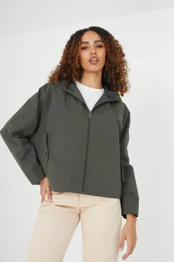Cropped Raglan Sleeve Jacket With Hood