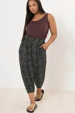 Cropped Stripe Print Harem Joggers