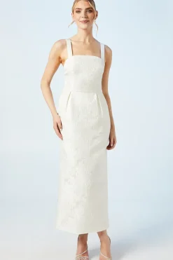 Cross Back Column Jacquard Wedding Dress With Bow Detail
