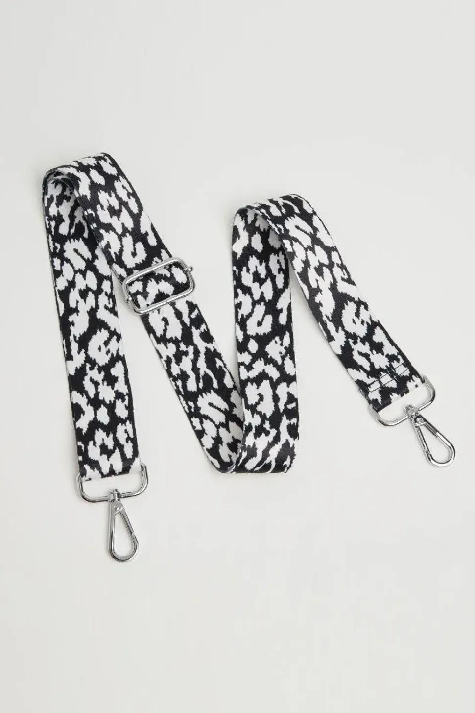 Crossbody Strap Black White Leopard Print