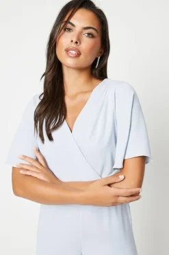 Cross Front Angel Sleeve Jumpsuit