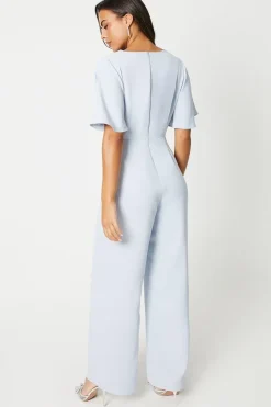 Cross Front Angel Sleeve Jumpsuit