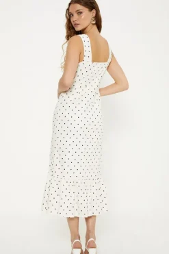 Cross Front Cotton Sateen Tiered Midi Dress
