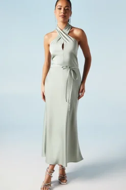 Cross Front Halterneck Bridesmaids Dress