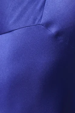 Cross Front Tie Neck Satin Midi Wedding Guest Dress