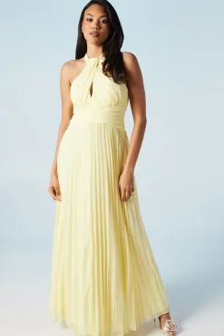 Cross Neck Halter Georgette Bridesmaids Maxi Dress