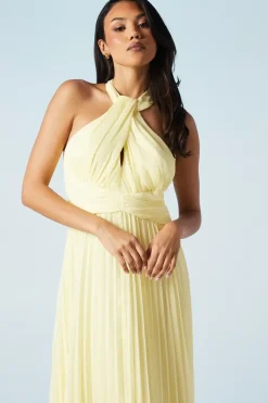 Cross Neck Halter Georgette Bridesmaids Maxi Dress