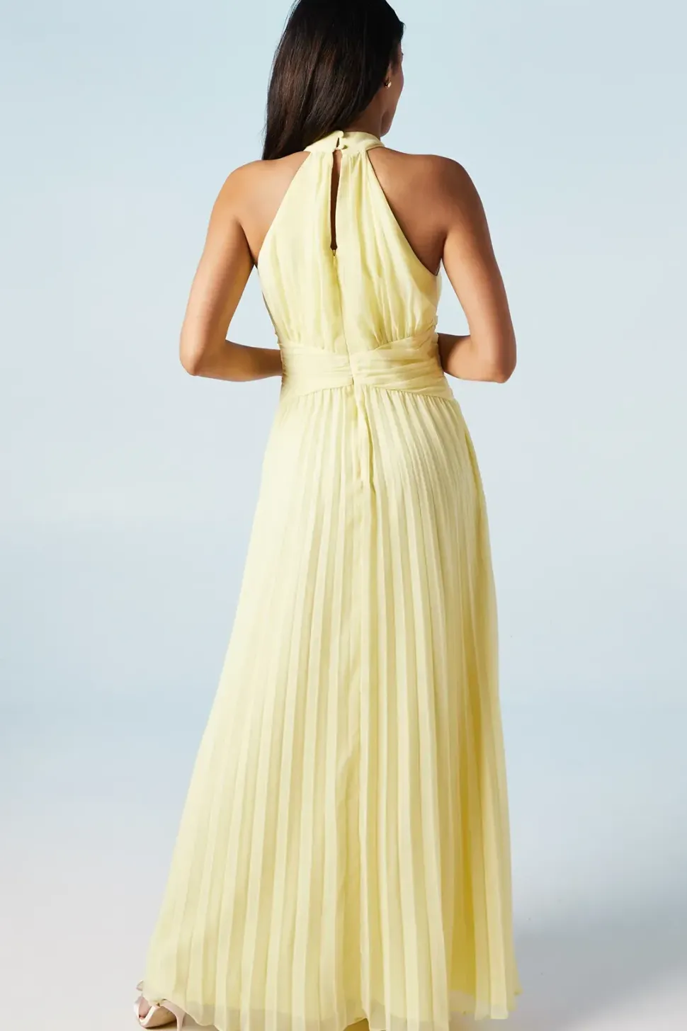 Cross Neck Halter Georgette Bridesmaids Maxi Dress