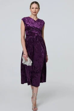 Crushed Velvet Fit & Flare Midi Dress