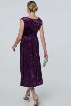 Crushed Velvet Fit & Flare Midi Dress