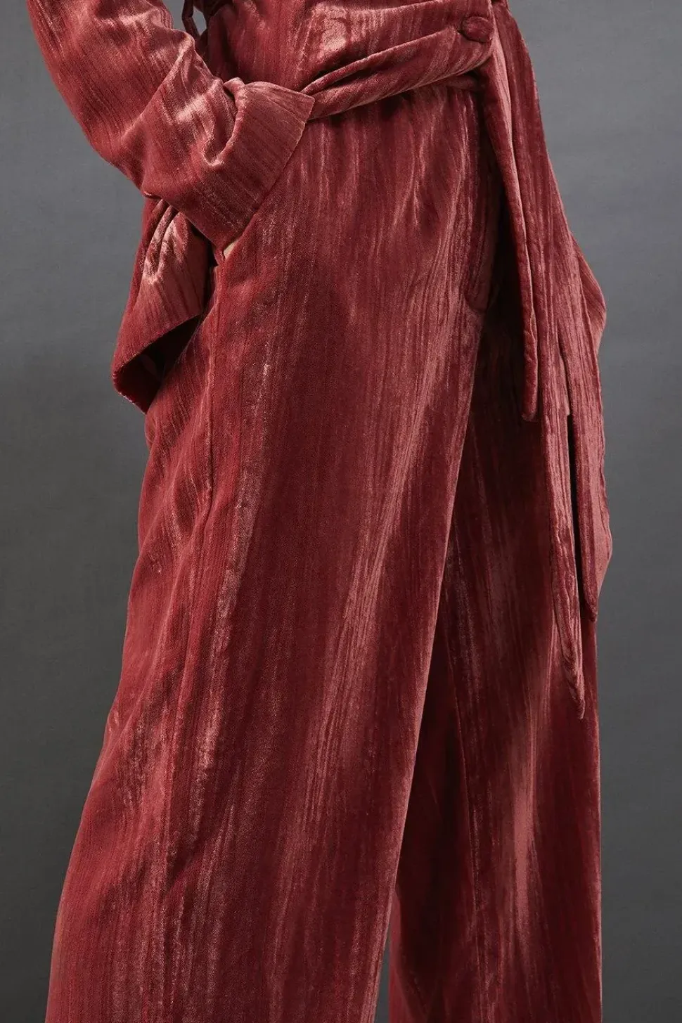 Crushed Velvet High Waisted Tailored Trouser