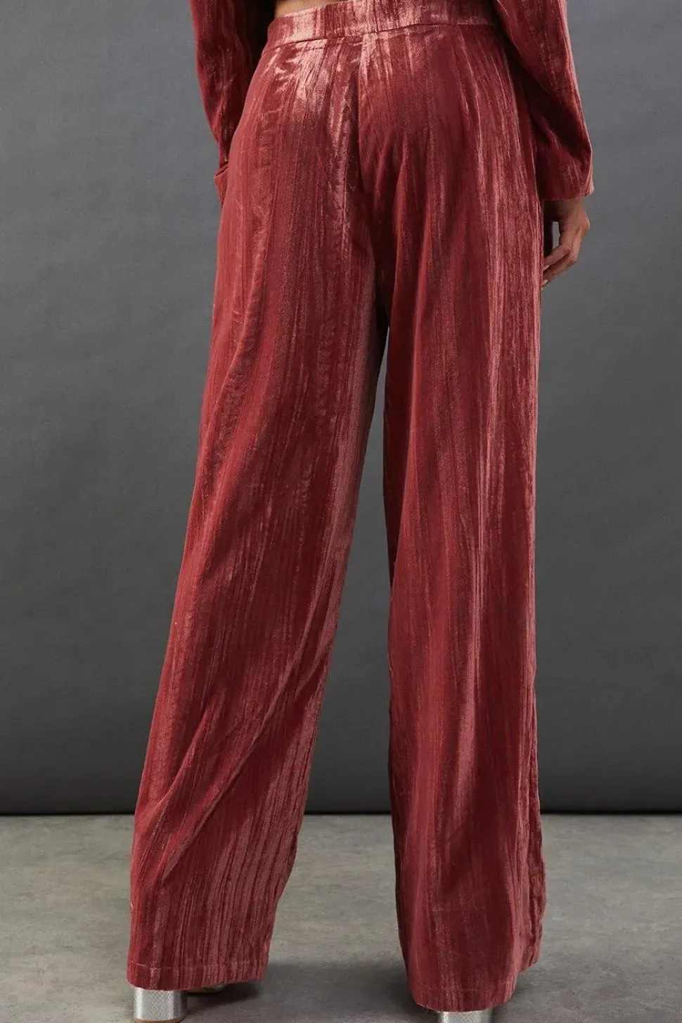 Crushed Velvet High Waisted Tailored Trouser