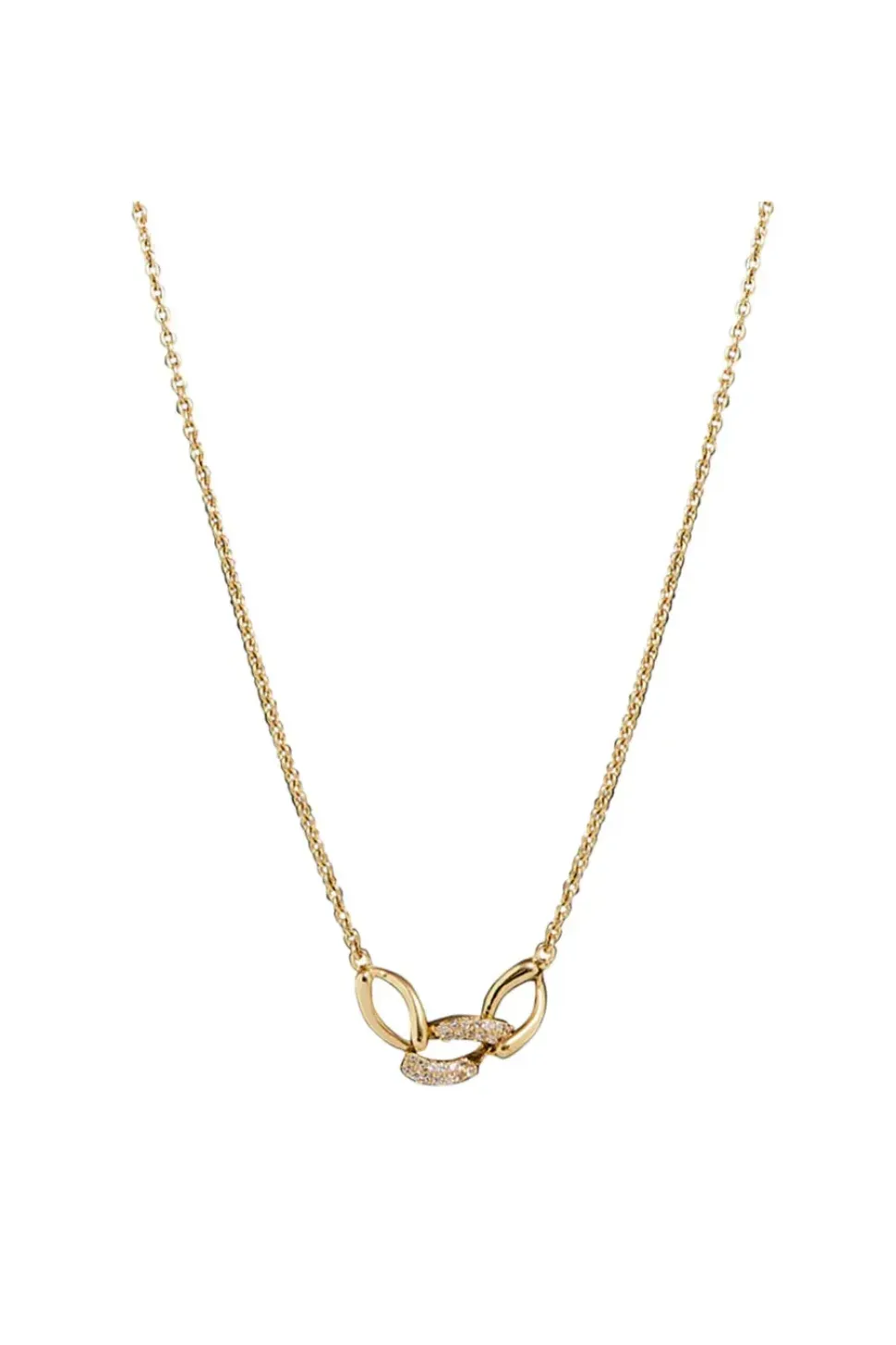 12Ct Gold Plated Sterling Silver With Cubic Zirconia Tripe Link Necklace