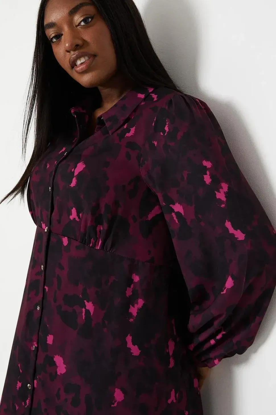 Curve Abstract Shirt Dress