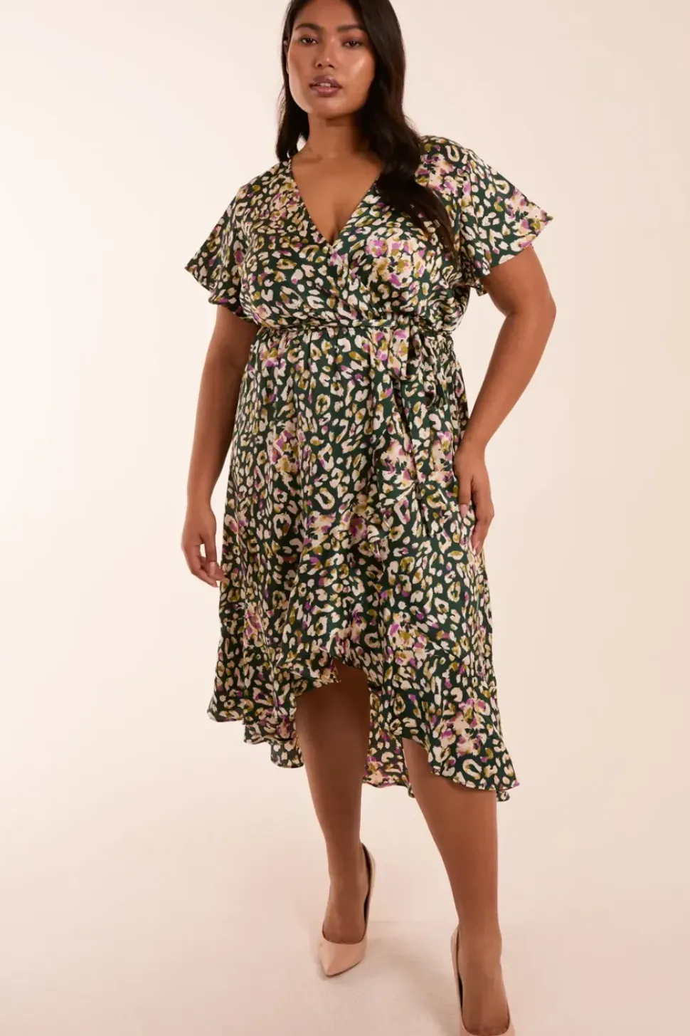 Curve Animal Wrap Midi Dress