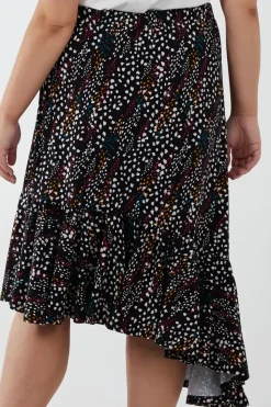 Curve Asymmetric Hem Midi Skirt