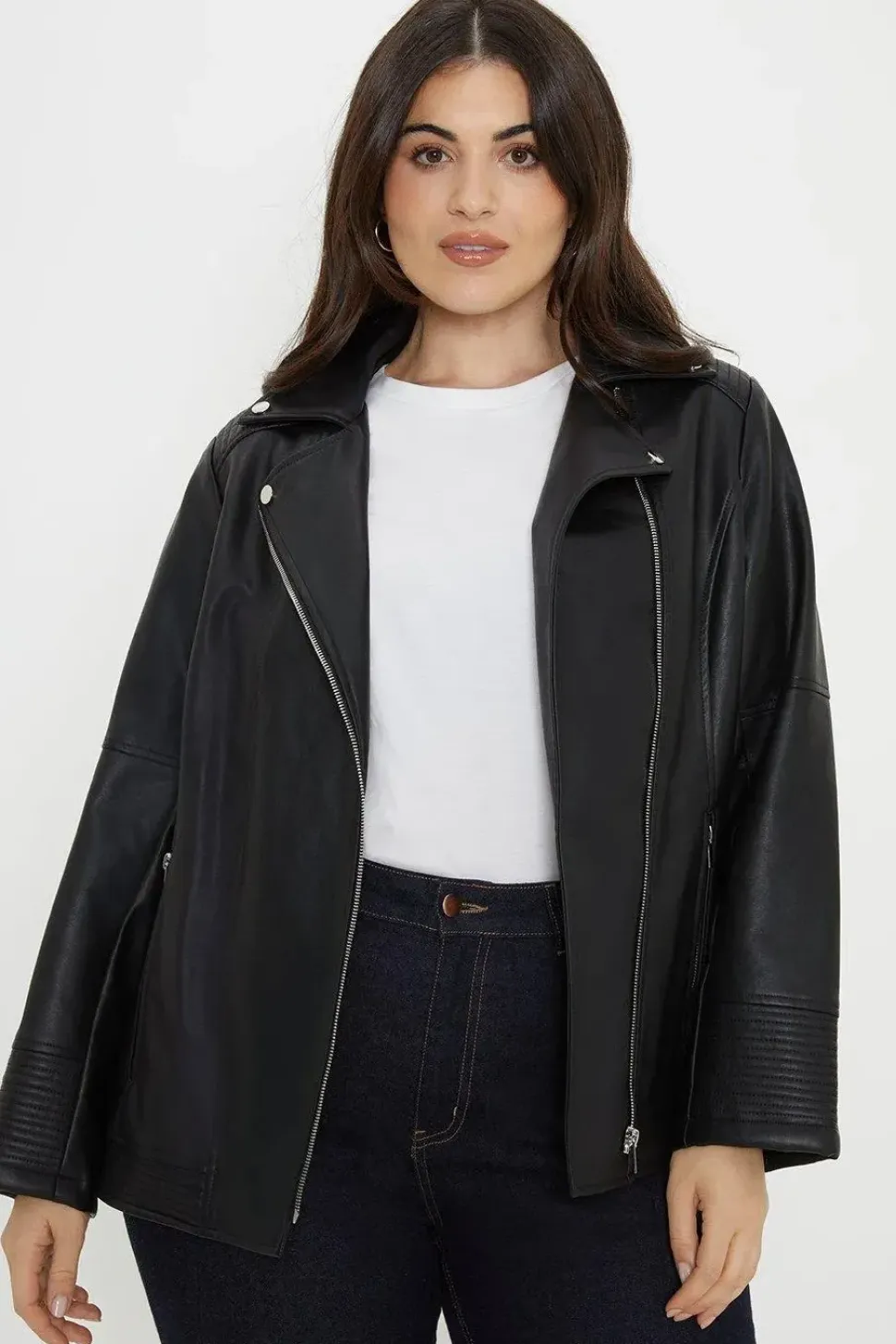 Curve Black Faux Leather Biker Jacket