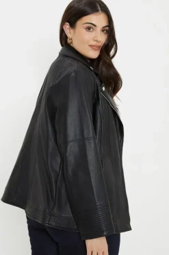 Curve Black Faux Leather Biker Jacket