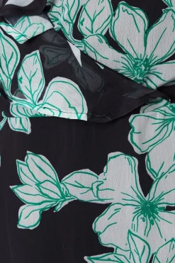 Curve Black Floral Wrap Midi Dress