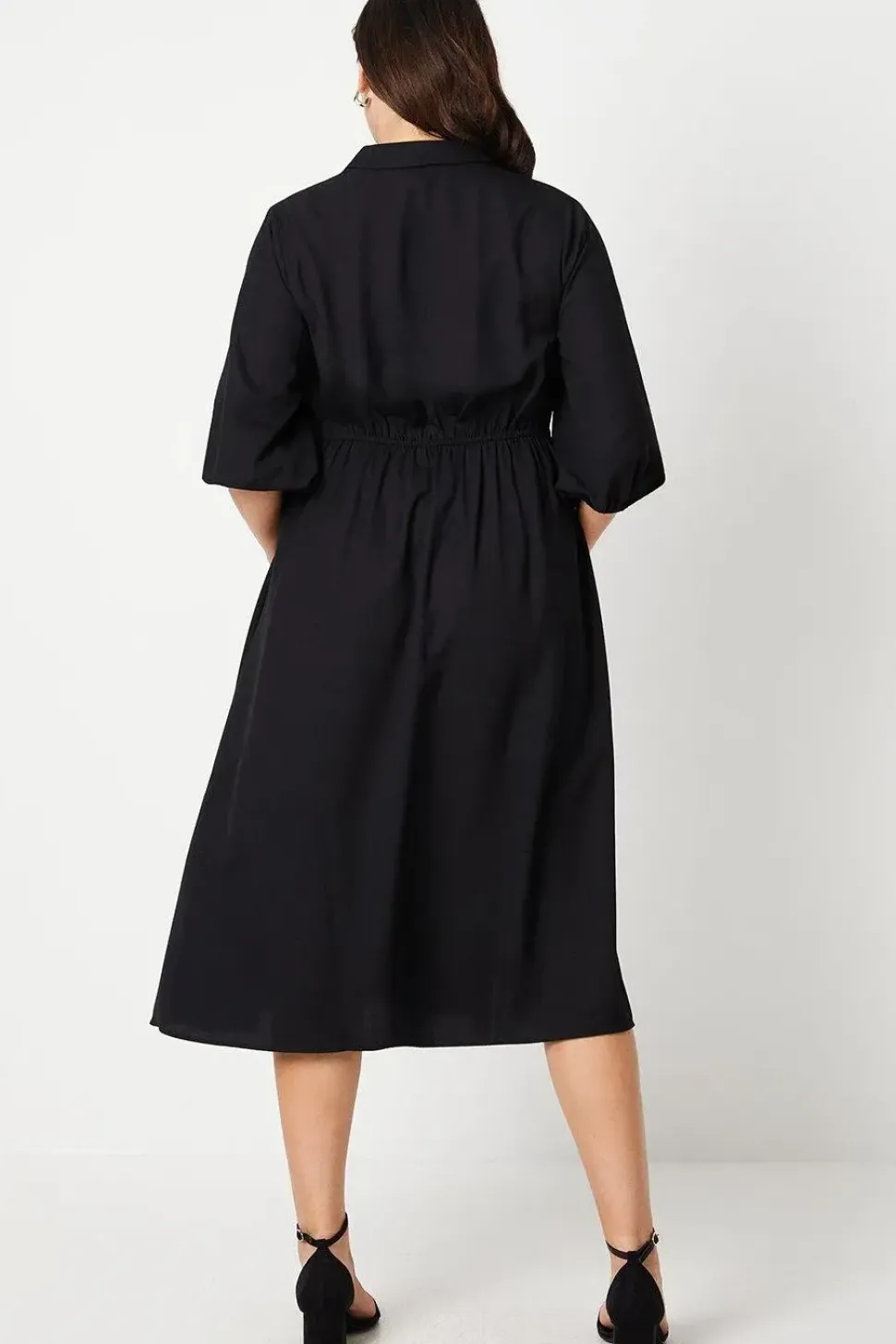 Curve Black Midi Shirt Dress