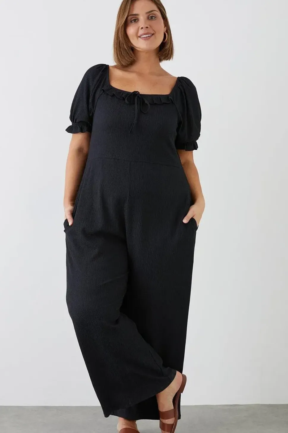 Curve Black Square Neck Jumpsuit