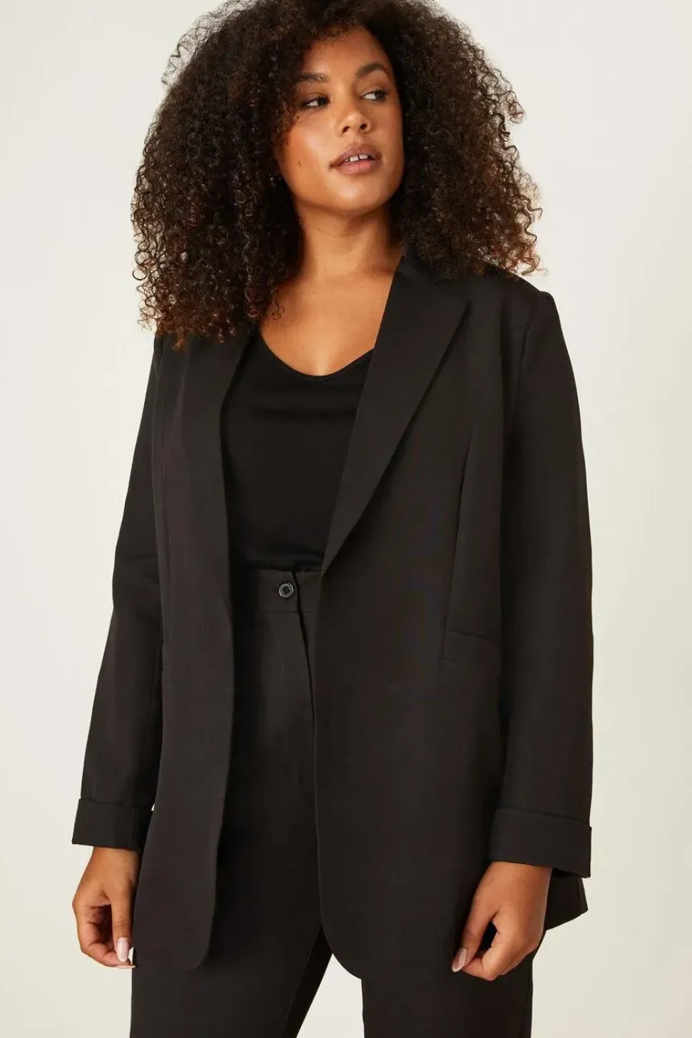 Curve Black Turn Back Cuff Blazer