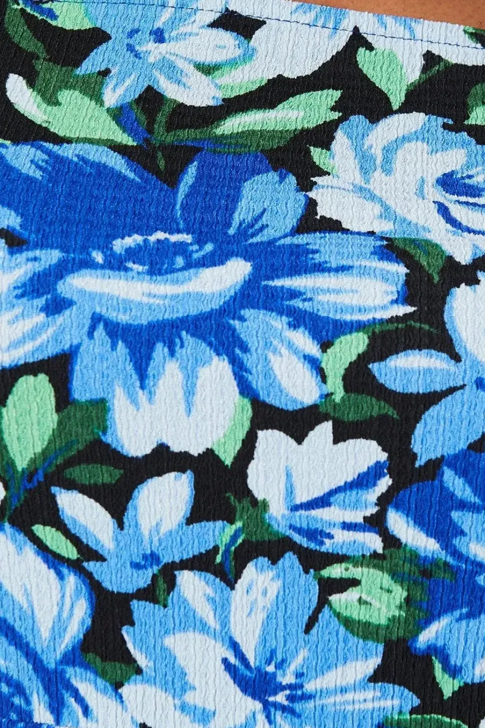 Curve Blue Floral Tie Sleeve Mini Dress