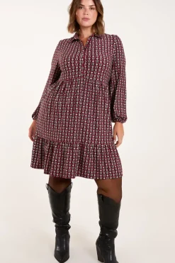 Curve Button Front Smock Dress