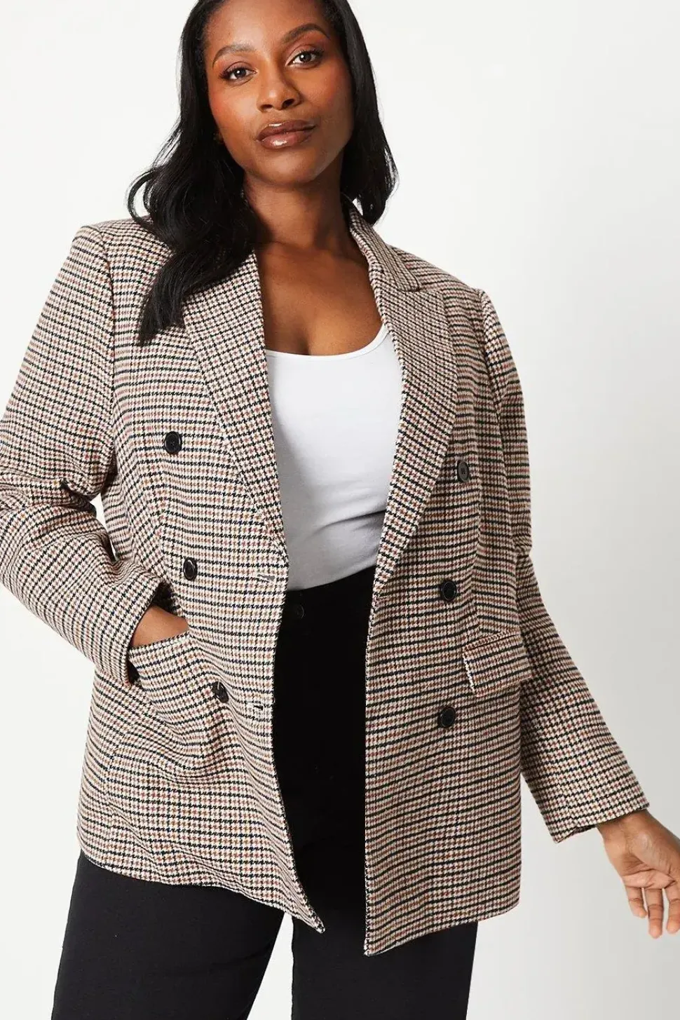 Curve Check Double Breasted Blazer