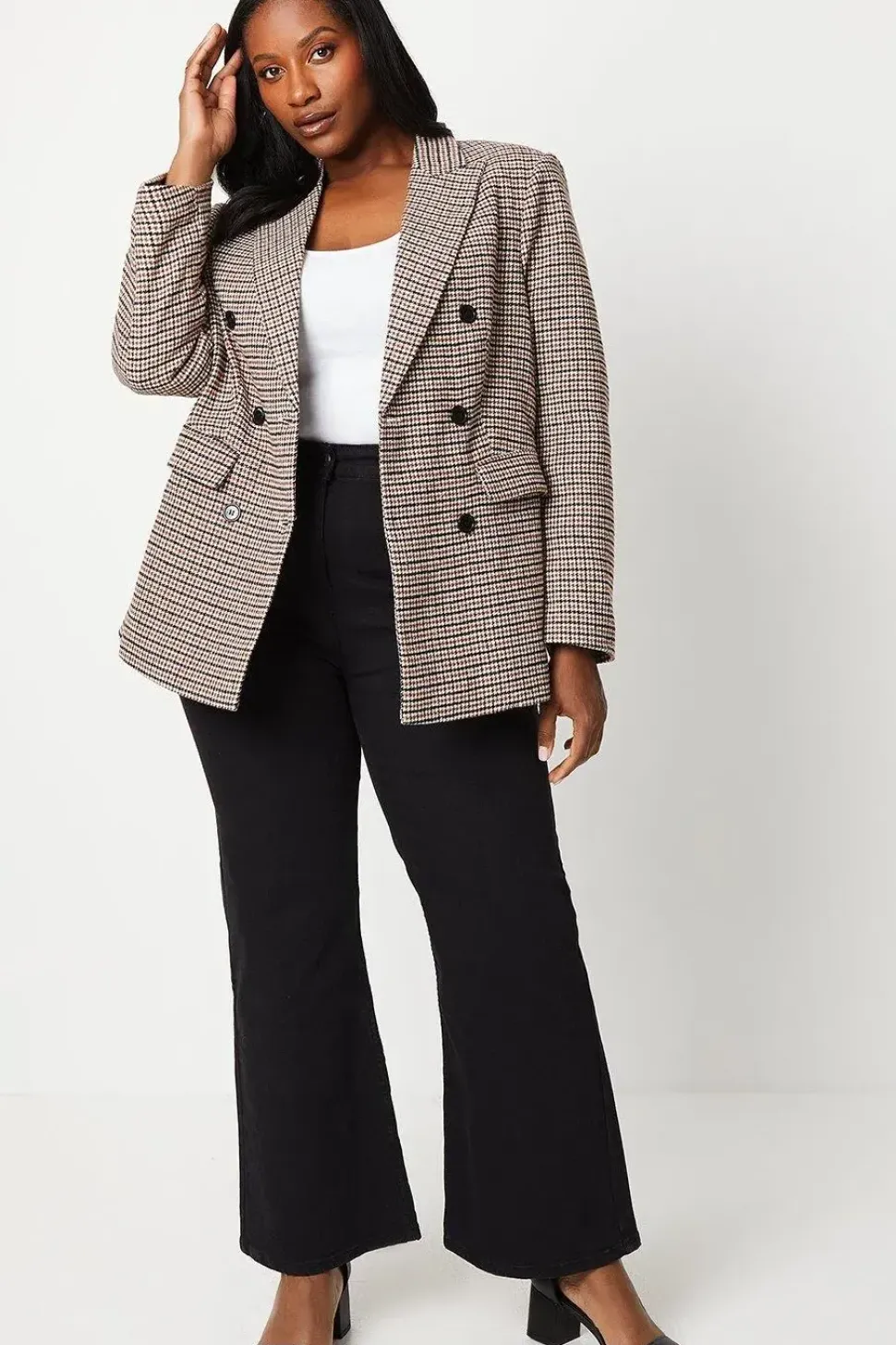 Curve Check Double Breasted Blazer