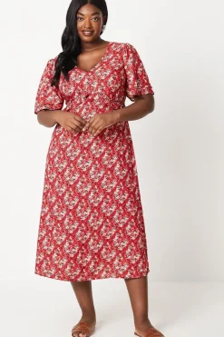 Curve Ditsy Ruffle Midi Dress