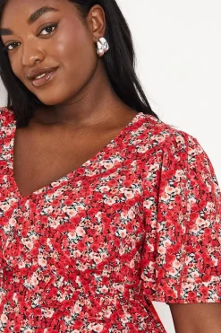 Curve Ditsy Ruffle Midi Dress