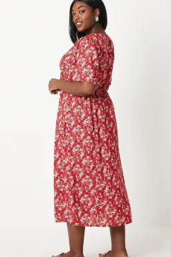 Curve Ditsy Ruffle Midi Dress