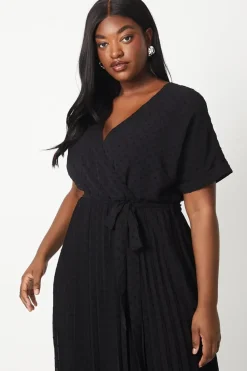 Curve Dobby Chiffon Wrap Midi Dress