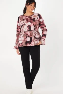 Curve Empire Seam Smock Top Blurred Floral