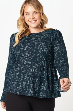 Curve Empire Seam Smock Top Spot Print