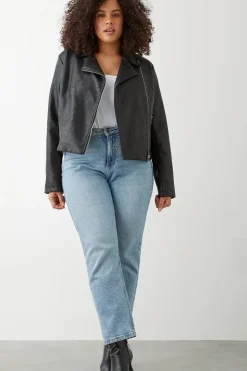 Curve Faux Leather Biker Jacket