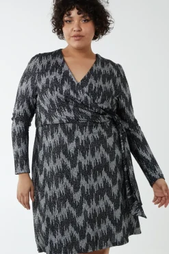 Curve Fixed Wrap Skater Dress With Tie