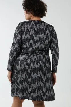 Curve Fixed Wrap Skater Dress With Tie