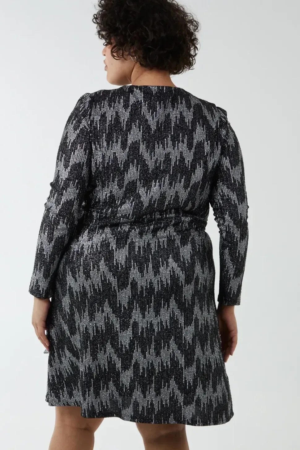 Curve Fixed Wrap Skater Dress With Tie