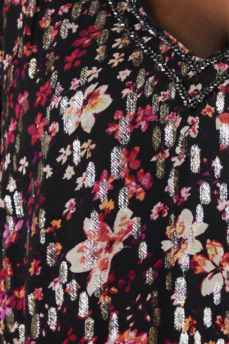 Curve Floral Glitter Ruffle Sleeve Shift Dress