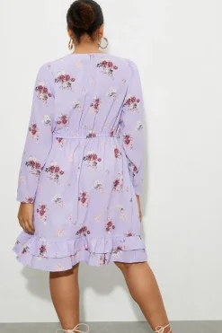 Curve Floral Ruffle Mini Dress