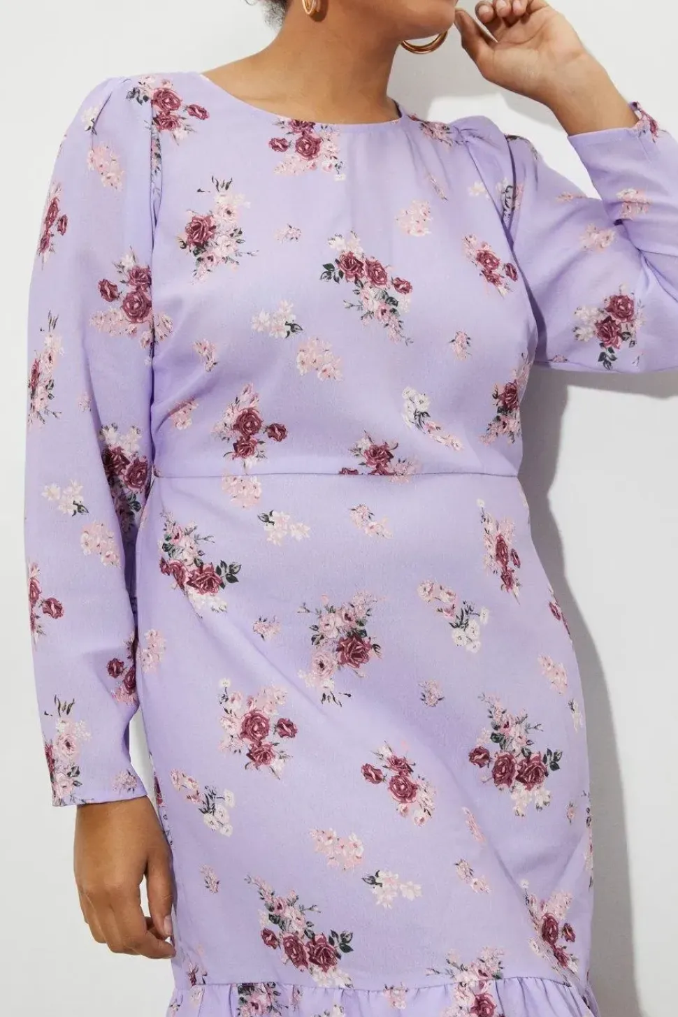 Curve Floral Ruffle Mini Dress