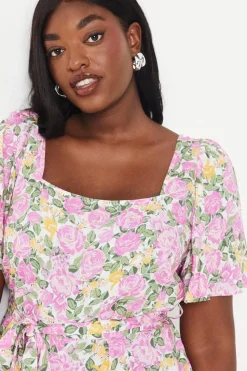 Curve Floral Tie Waist Jumpsuit