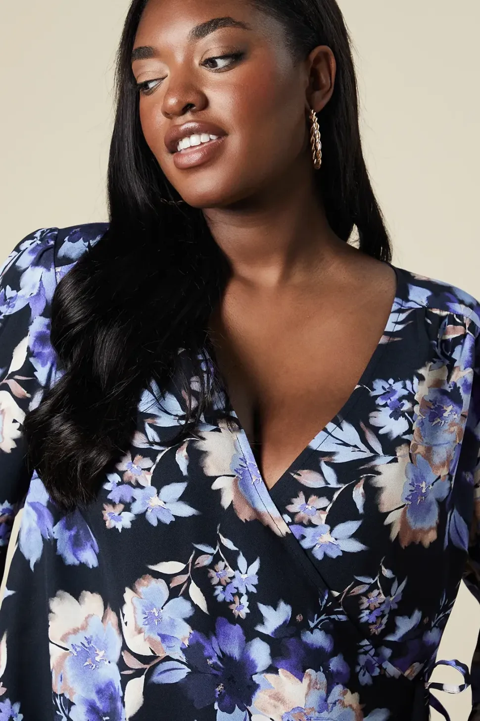 Curve Floral Wrap Top