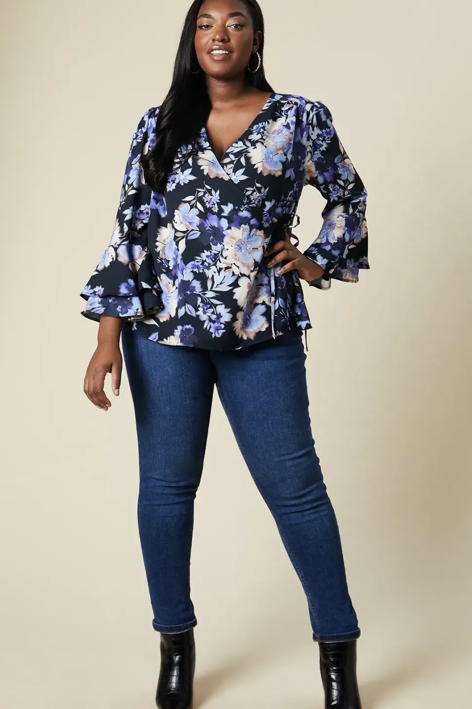 Curve Floral Wrap Top
