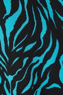 Curve Frill Shoulder V Neck Top Zebra Print