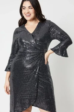 Curve Glitter Jersey Wrap Dress